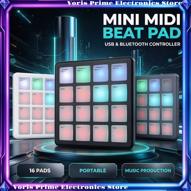 Midi Controller Pad - M-Vave Smc-Pad：ポケットサイズのポータブルワイヤレスMIDIコントローラー。16個のパッドを搭載し、音楽の編曲やキーボード操作に最適。