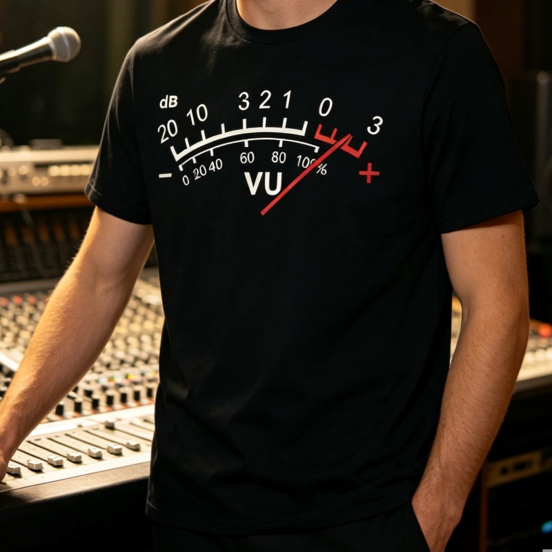 VUメーター、dB、音量表示のTシャツ。男性用。オーディオエ - Audio Music Dj のレビューと価格