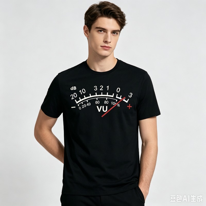 VUメーター、dB、音量表示のTシャツ。男性用。オーディオエ - Audio Music Dj のレビューと価格