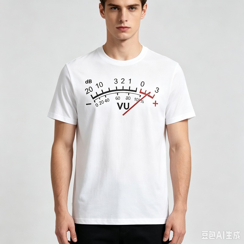 VUメーター、dB、音量表示のTシャツ。男性用。オーディオエ - Audio Music Dj のレビューと価格