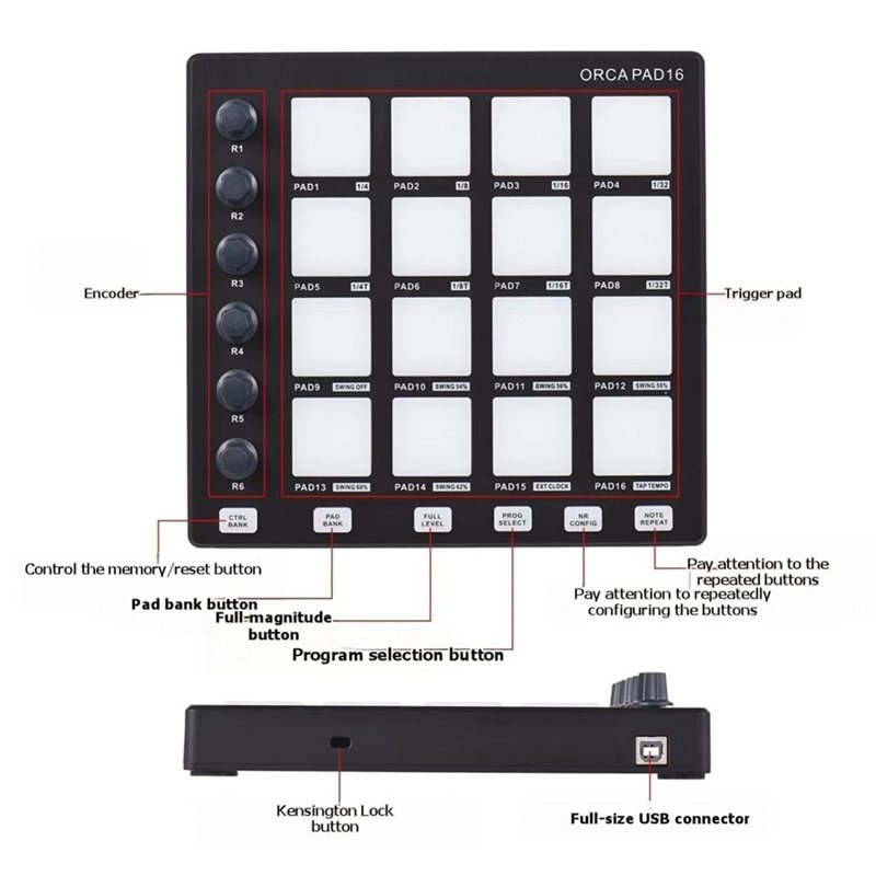PAD16 コントローラーキーボード DJミュージックオーデ - Audio Music Dj のレビューと価格