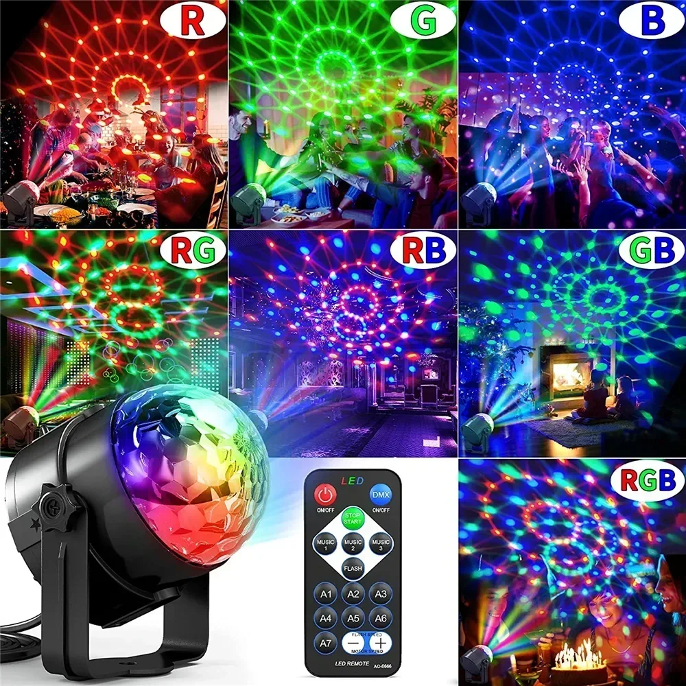 RGB LED ステージディスコライト回転 DJ ボールスト - Audio Music Dj のレビューと価格